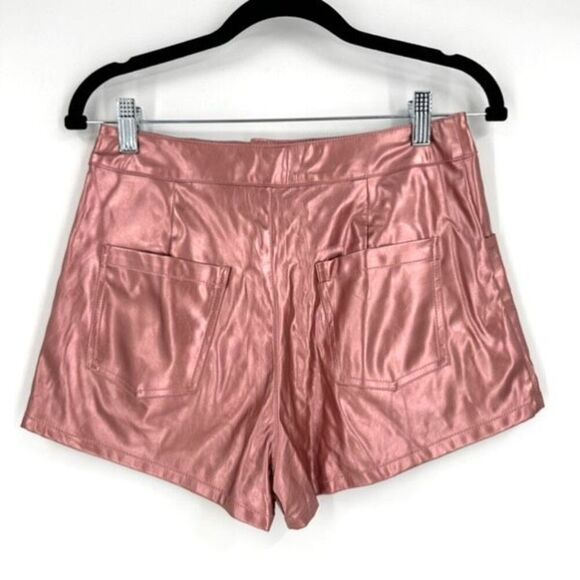 By the Way Hazel Hot Short Pink Metallic Shorts Faux Leather Size Small Concert - Picture 4 of 9